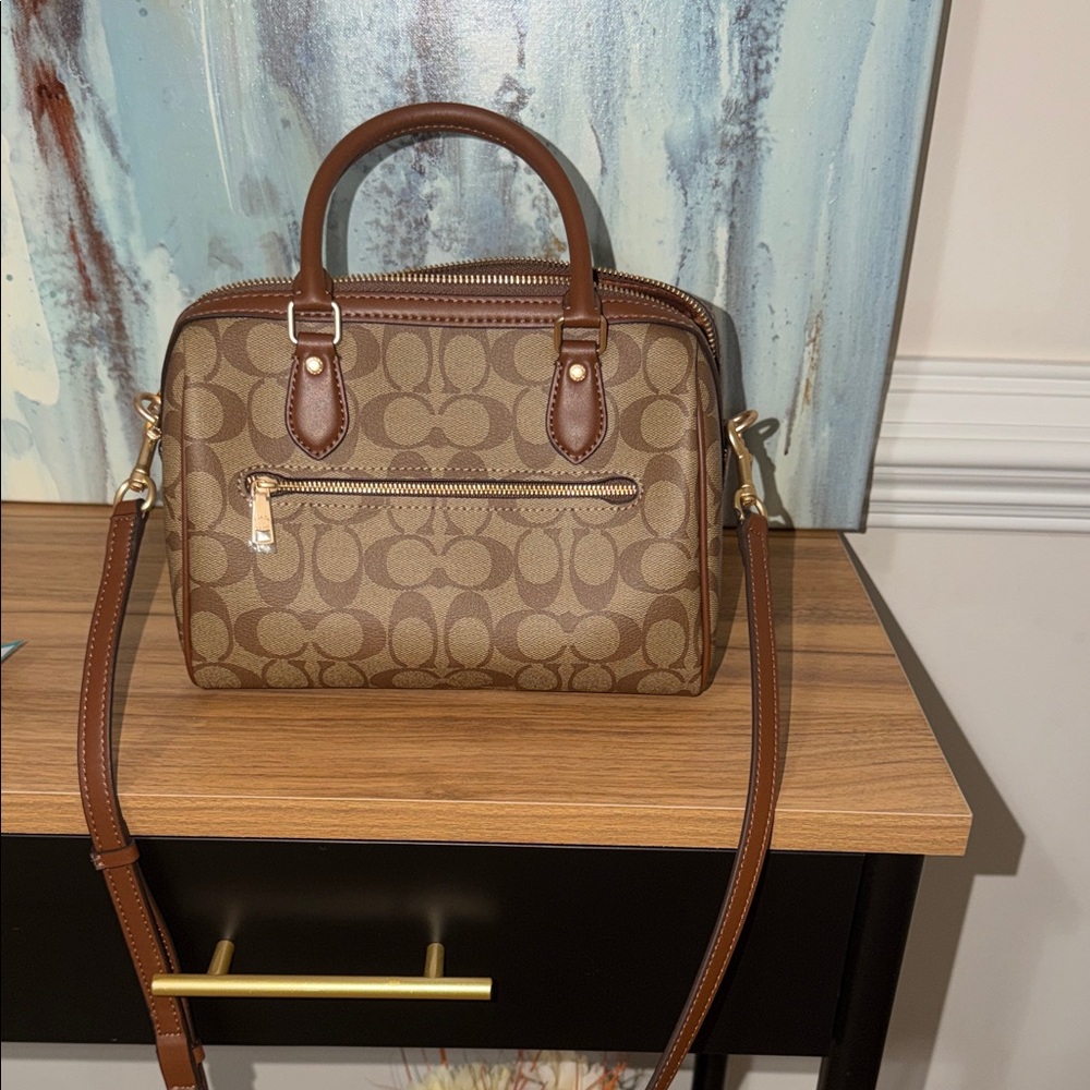 Coach Brown Signature Mini Satchel with Leather Trim - Picture 3 of 3